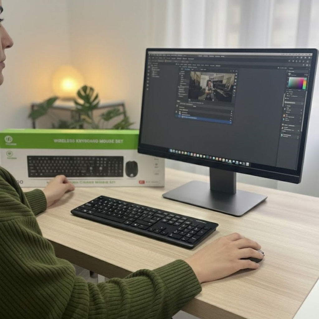 BUFFER® Kablosuz Q Klavye Mouse Seti Rahat Yazım, Sessiz Tuşlar, Ofis ve Ev Kullanımına Uygun Set YK7100 - UcuzaGeliyor