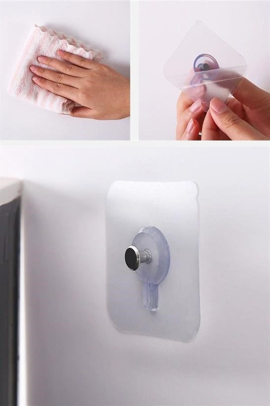 BUFFER® Süper Güçlü Çerçeve Askısı Pin Delgisiz Vidalı Tırnak Kanca Yapışkanlı Raf Tutucu Askı 4 Adet