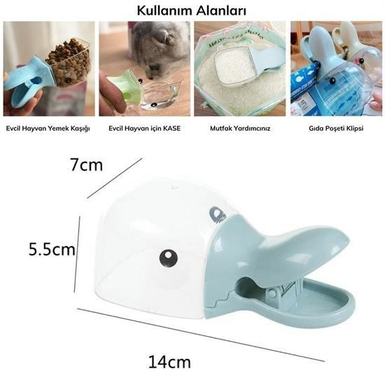 BUFFER® Ördek Tasarımlı Mandallı Tazelik Koruyan Ölçekli Kuru Mama Kaşığı Mama Ölçeği - UcuzaGeliyor