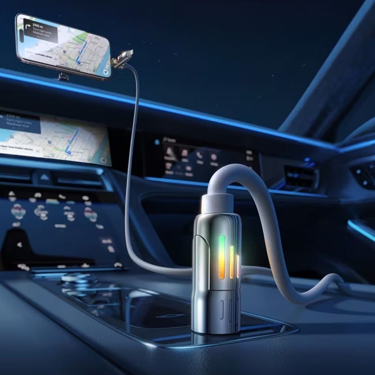 BUFFER® 4'ü 1arada Hızlı Şarj Etme Özellikli Bir Ucu TYPE - C ve USB - A Diğer Ucu TYPE - C ve Lightning Uçlu 240W Şarj Kablosu - UcuzaGeliyor