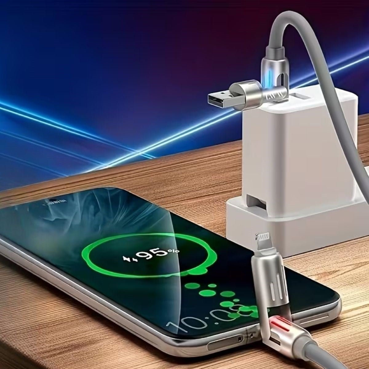 BUFFER® 4'ü 1arada Hızlı Şarj Etme Özellikli Bir Ucu TYPE - C ve USB - A Diğer Ucu TYPE - C ve Lightning Uçlu 240W Şarj Kablosu - UcuzaGeliyor