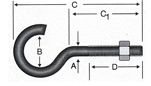 Açık Metrik Kanca M4 - 100 Adet