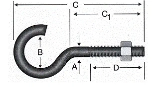 Açık Metrik Kanca M5 / 21x80 - 100 Adet