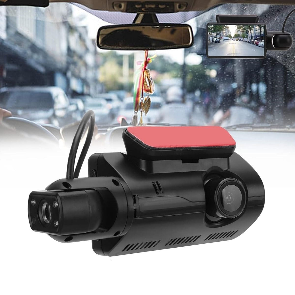 BUFFER® Araç İçi & Dışı Çift Lensli WiFi Kamera - 1080P HD,Gece Görüşlü, G-Sensörlü DVR Dashcam - UcuzaGeliyor