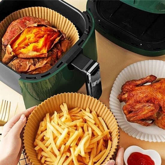 50 Adet Air Fryer Pişirme Kağıdı Tek Kullanımlık Hava Fritöz Yağ Geçirmez Yapışmaz Tabak Model - UcuzaGeliyor