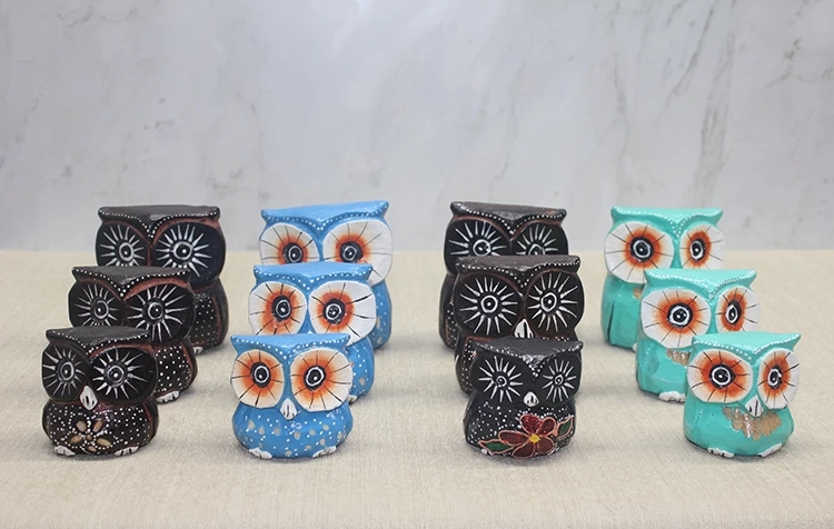 Ahşap 3'lü Baykuş Seti 3sutama-10