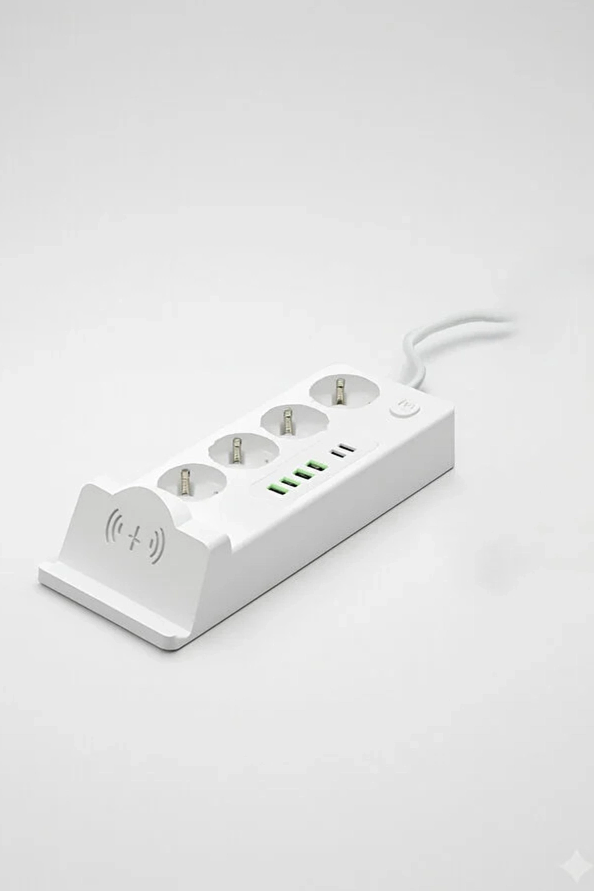 Akım Korumalı Priz Ve Masaüstü Şarj İstasyonu Kablosuz 4 Priz ,4 Usb, 2 Type-c Girişli 2 Metre