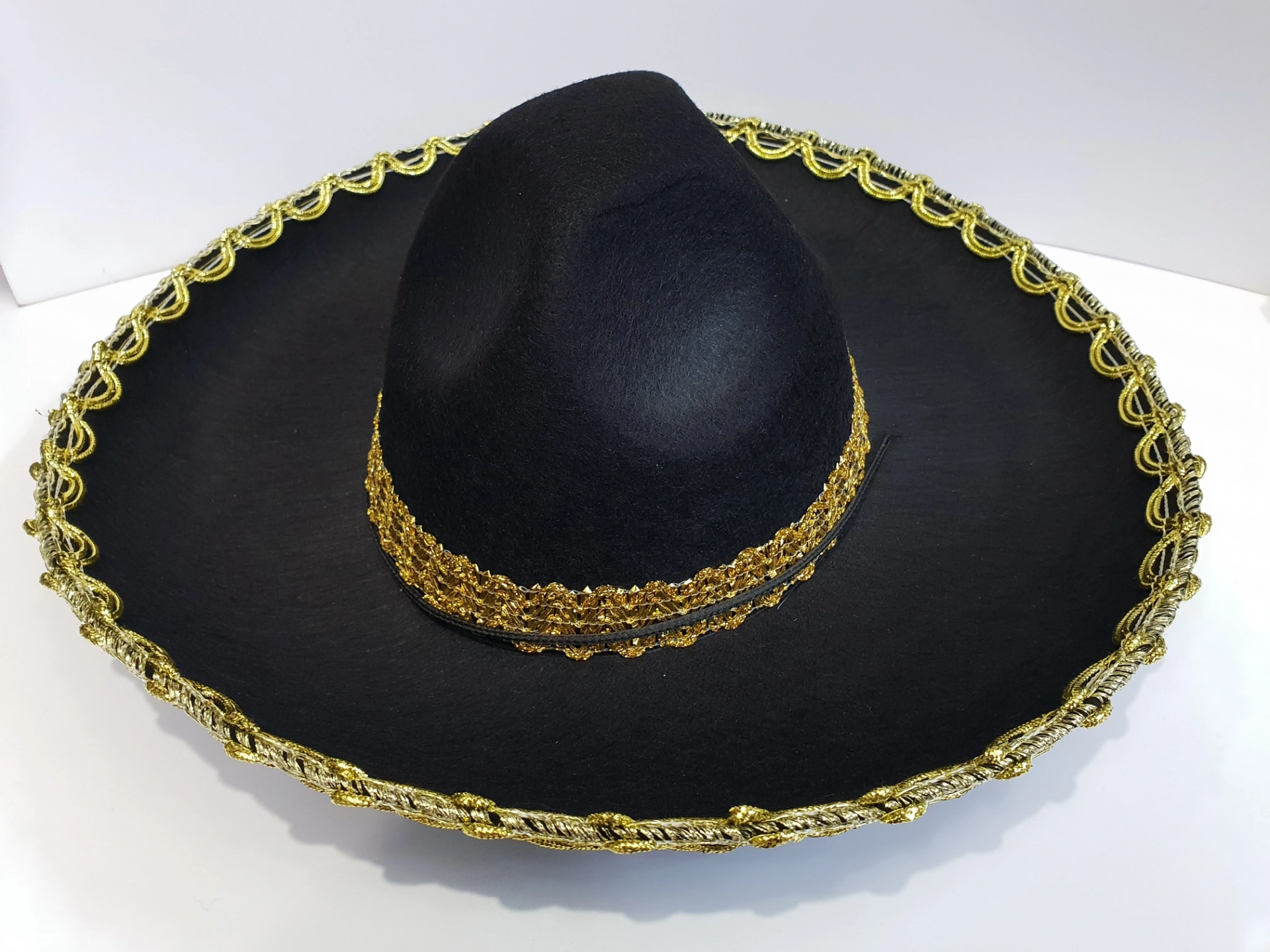 Altın Renk Şeritli Meksika Mariachi Latin Şapkası 55 Cm Çocuk