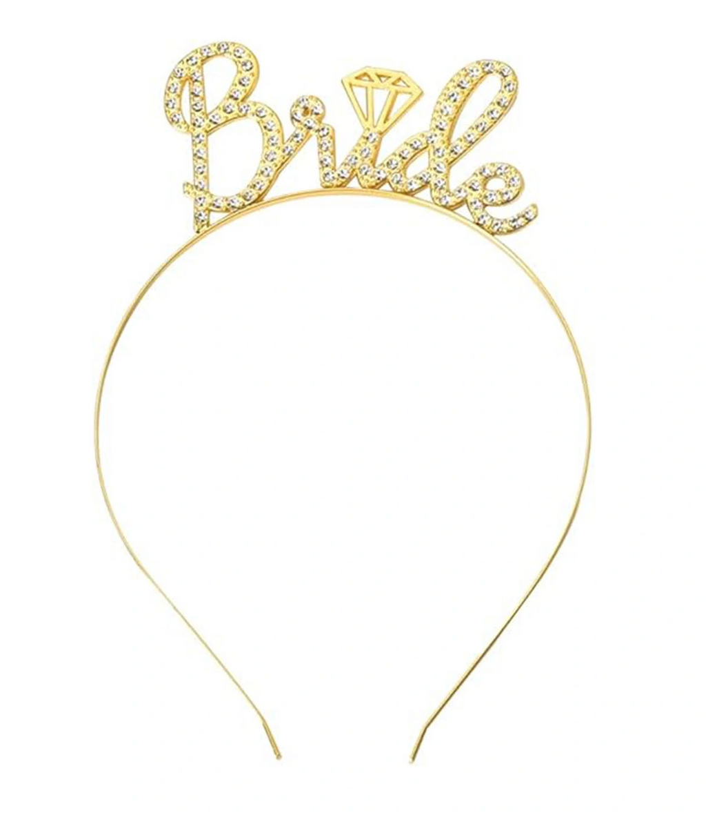 Altın Renkli Taşlı 'bride' Gelin Tacı - El Yazısı Yazı Tipiyle