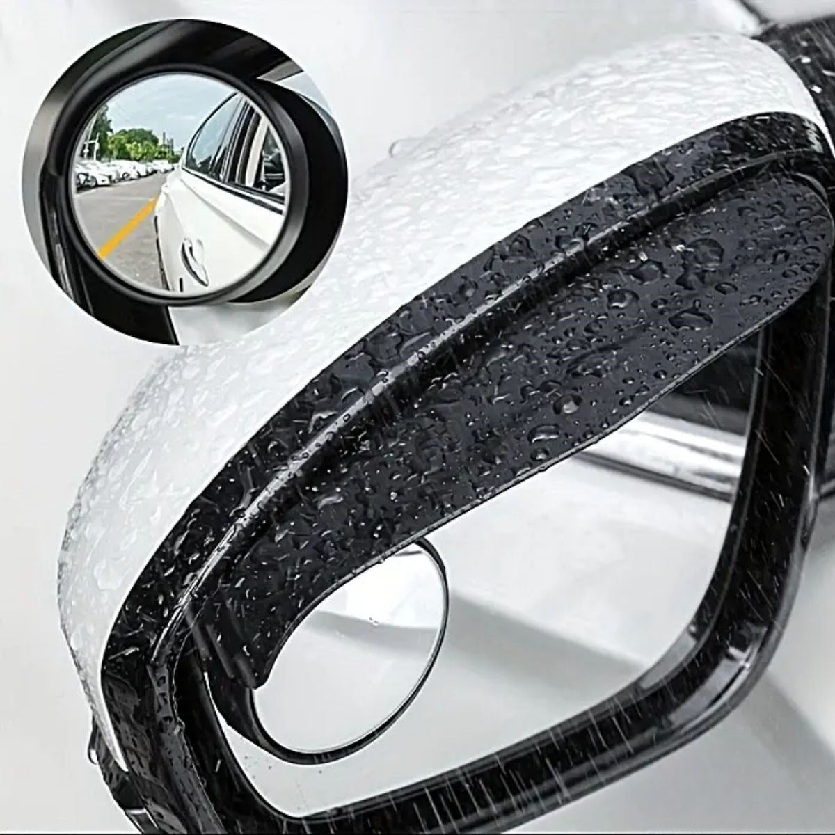 BUFFER® 2 Adet Kendinden Aynalı Karbon Fiber Görünümlü Araba Yan Ayna Yağmur Koruyucuları Yağmur & Kar Kalkanı Visörler