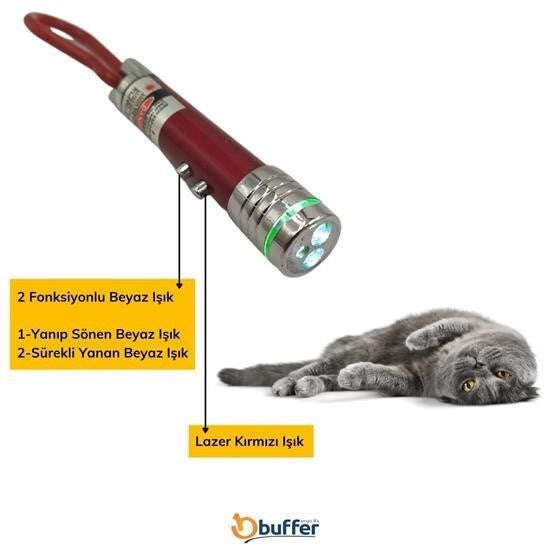 GENEL®  3 Fonksiyonlu Kırmızı Beyaz Işıklı Led Lazer Kedi Köpek Oyuncak Anahtarlık - UcuzaGeliyor