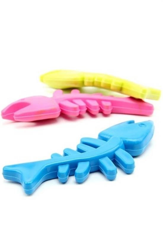 GENEL® Balık Kemiği İskelet Şekilli Renkli Plastik Kedi Oyuncağı - UcuzaGeliyor