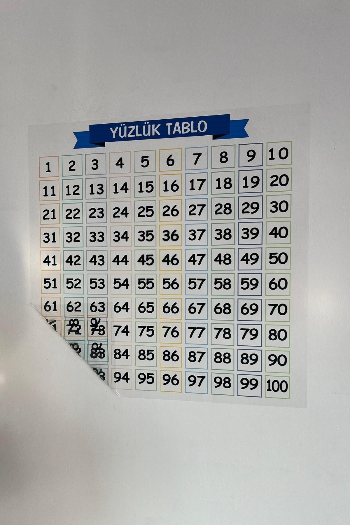 GENEL® Matematik Öğreten Yüzlük Tablo Duvarda İz Bırakmaz Akıllı Kağıt Yapışkansız Statik  60x60 cm - UcuzaGeliyor