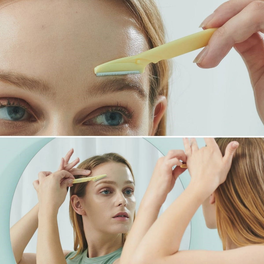 BUFFER® 3 lü Kadın Kaş Usturası Seti - Hassas Ciltler İçin Güvenli Yüz Tüy Temizleme Bıçağı