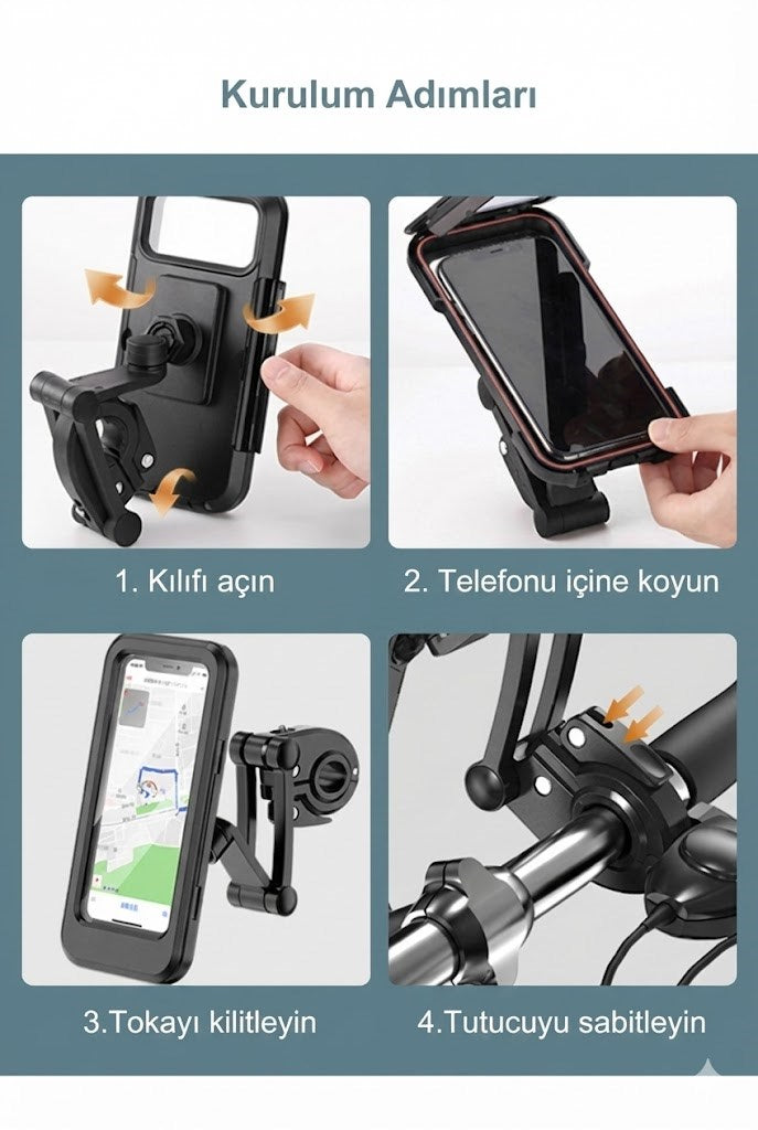 Motosiklet Bisiklet Su Geçirmez Manyetik Telefon Tutucu Gidon Navigasyon Kılıfı