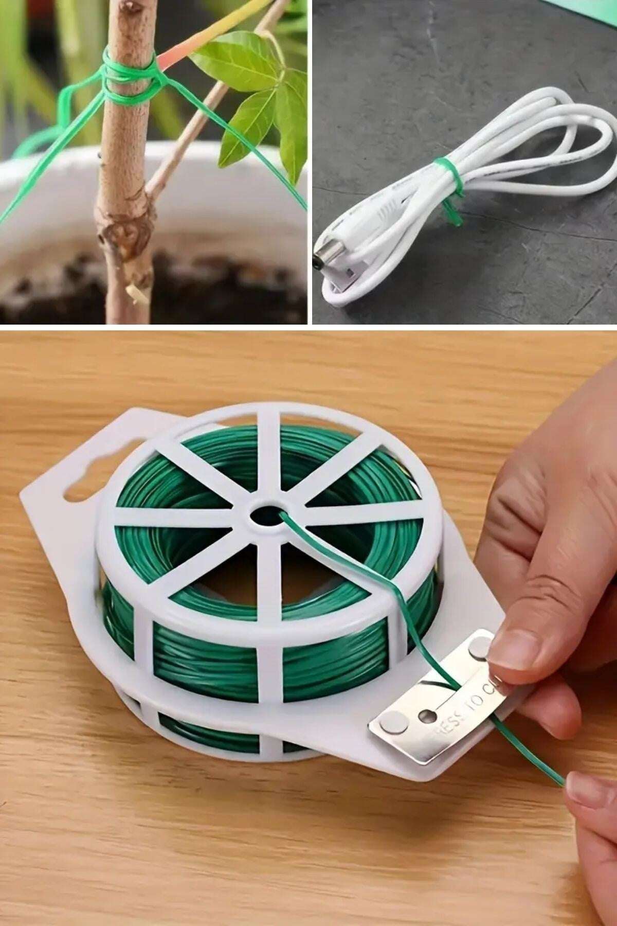 GENEL® 50 Metre Kendiliğinden Kesici Bıçaklı Bitki Saksı Kablo Sabitleme Teli - UcuzaGeliyor