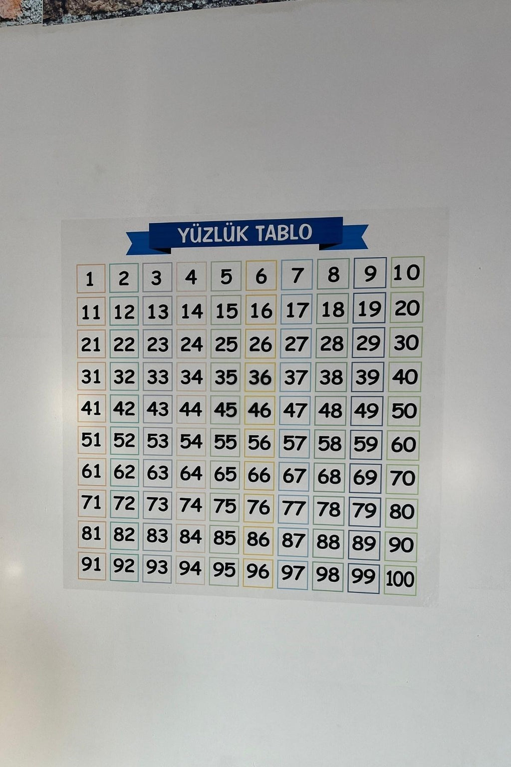 GENEL® Matematik Öğreten Yüzlük Tablo Duvarda İz Bırakmaz Akıllı Kağıt Yapışkansız Statik  60x60 cm - UcuzaGeliyor