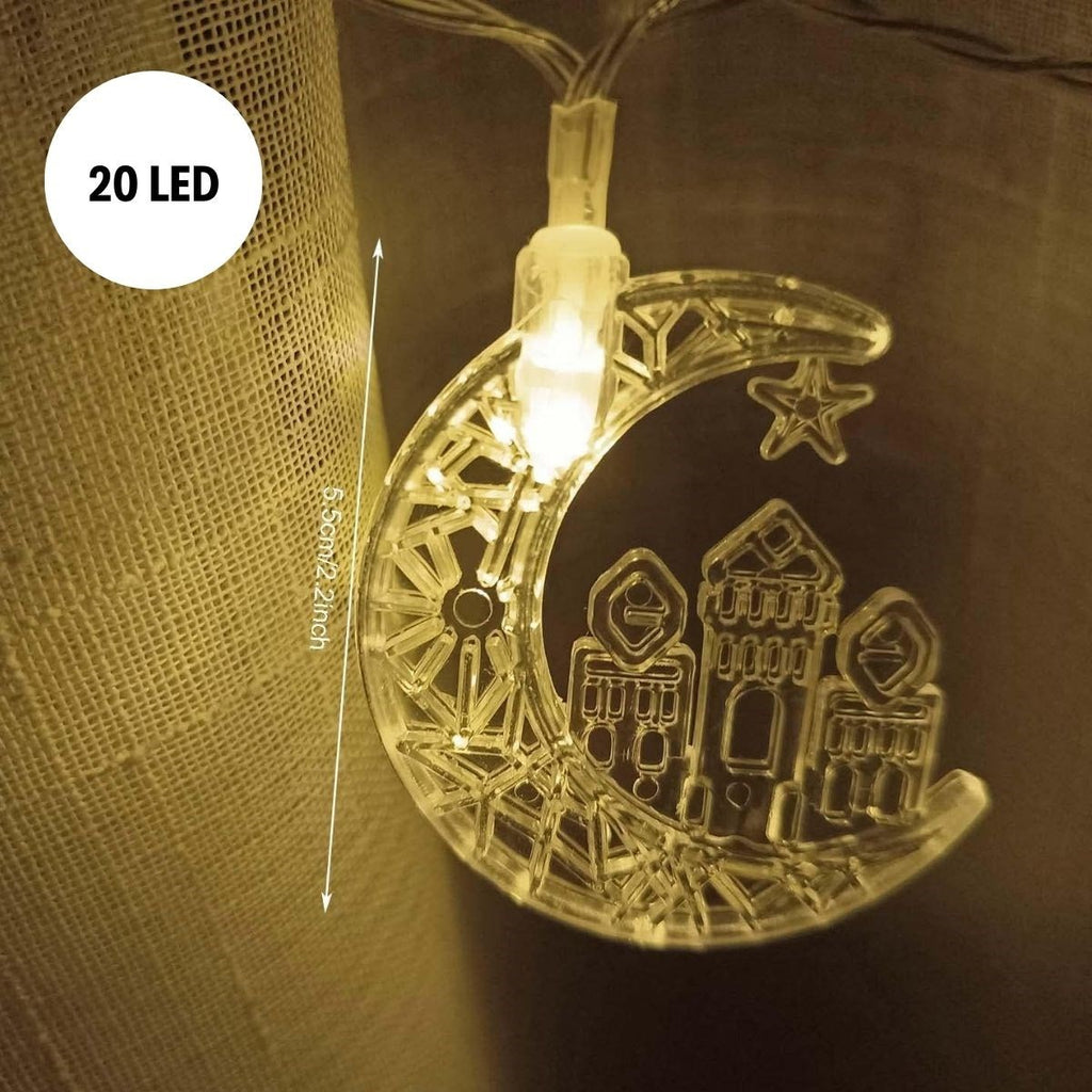 Hilal ve Cami Şekilli 3.5 Metre USB LED Işık - 20 LED li Dekoratif Ramazan Dekorasyonu ve Ortam Aydınlatması
