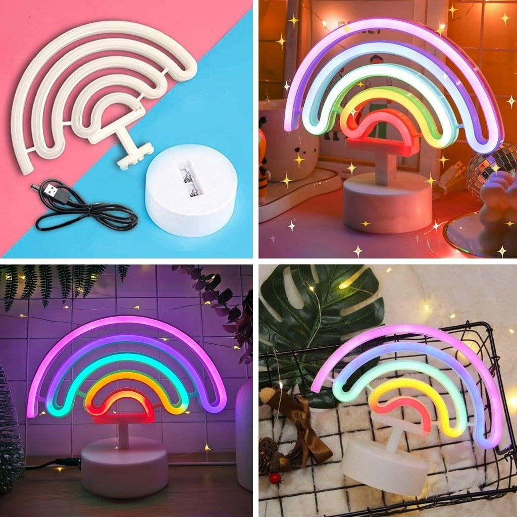 Plastik Gökkuşağı Neon LED Işık - Dekoratif Renkli Masaüstü ve Ambiyans Aydınlatması