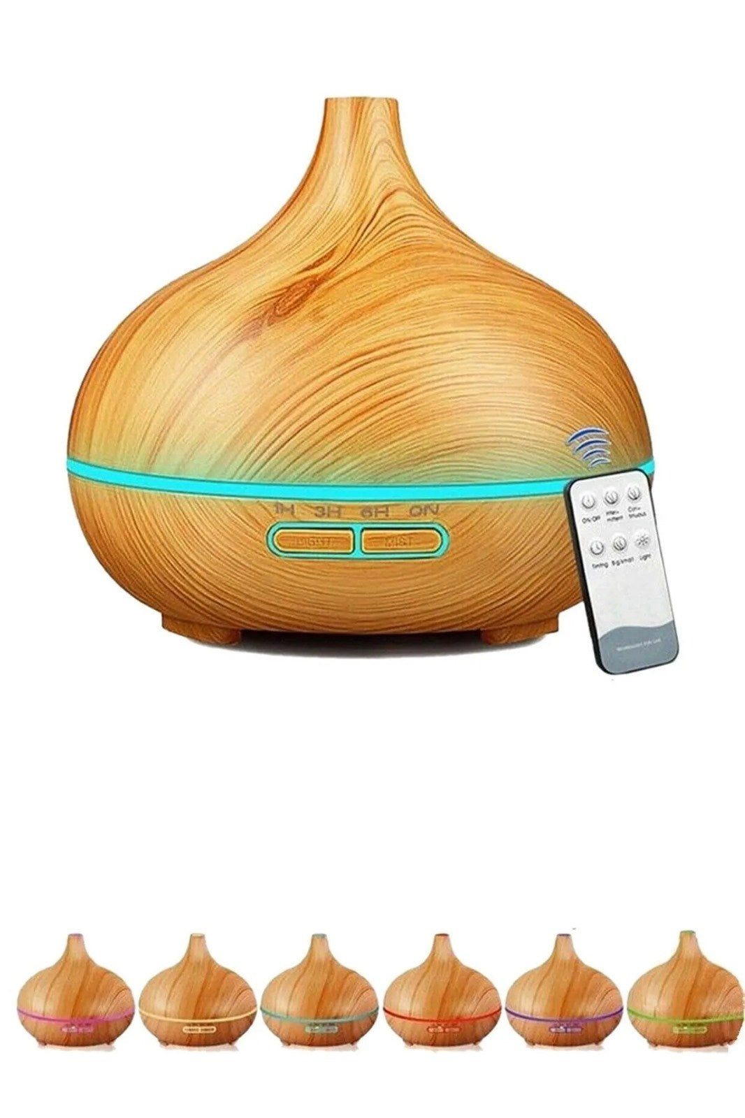 SONX Aroma Difüzörü Gece Işığı 7 Led Hava Nemlendirici Kumandalı Buhar Makinesi 500 ml