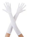 Beyaz Renk Dirseğe Kadar Uzun Kumaş Eldiven 40 Cm