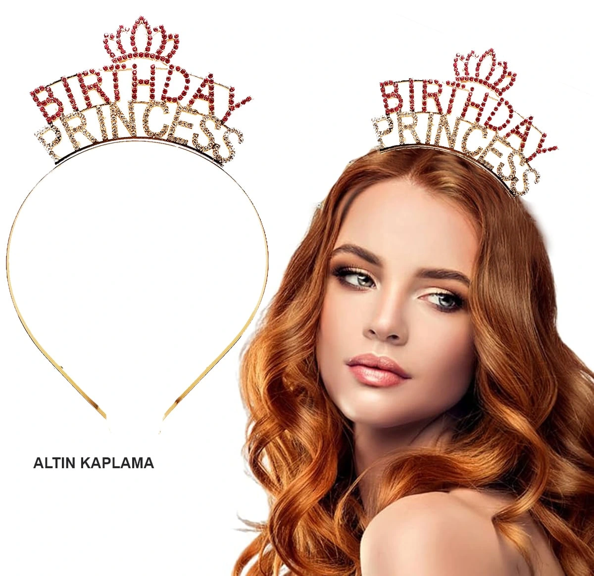 Birthday Princess Kristal Taç - Altın Kaplama