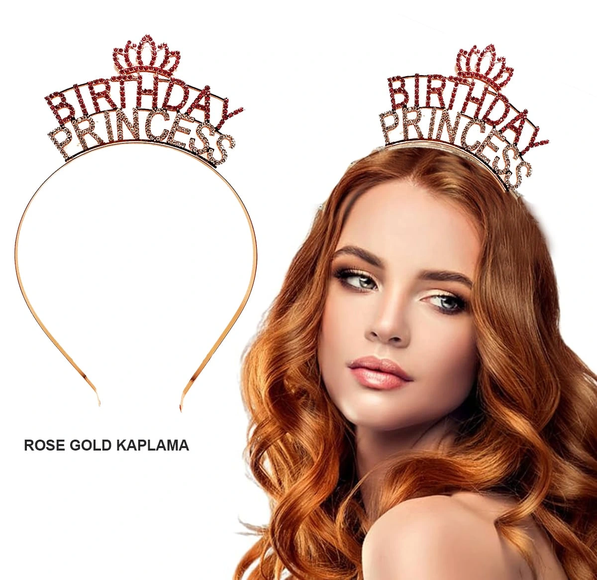 Birthday Princess Kristal Taç - Rose Gold Kaplama