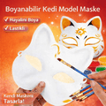 Boyanabilir Kedi Model Maske - Kendi Tasarımını Oluştur