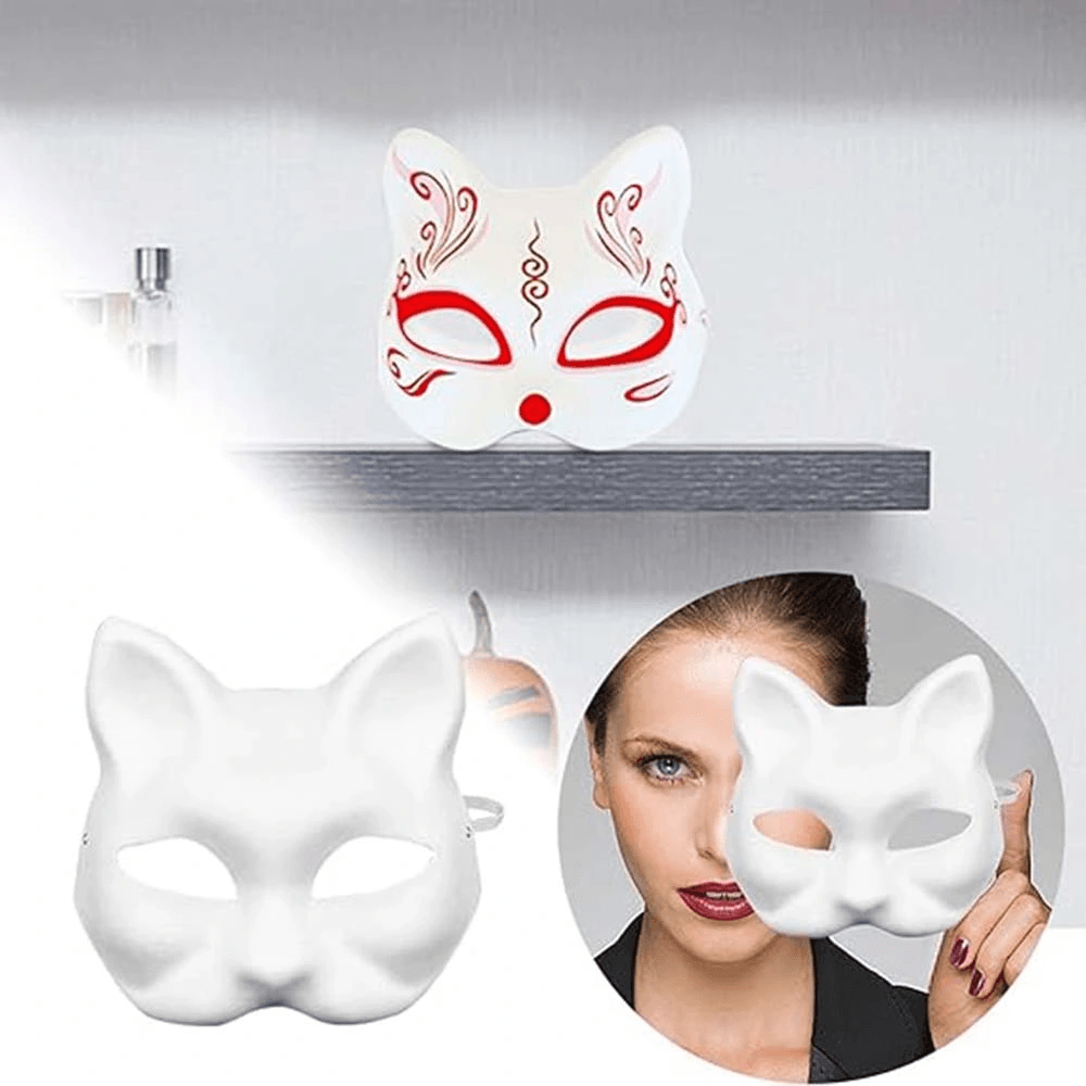 Boyanabilir Kedi Model Maske - Kendi Tasarımını Oluştur