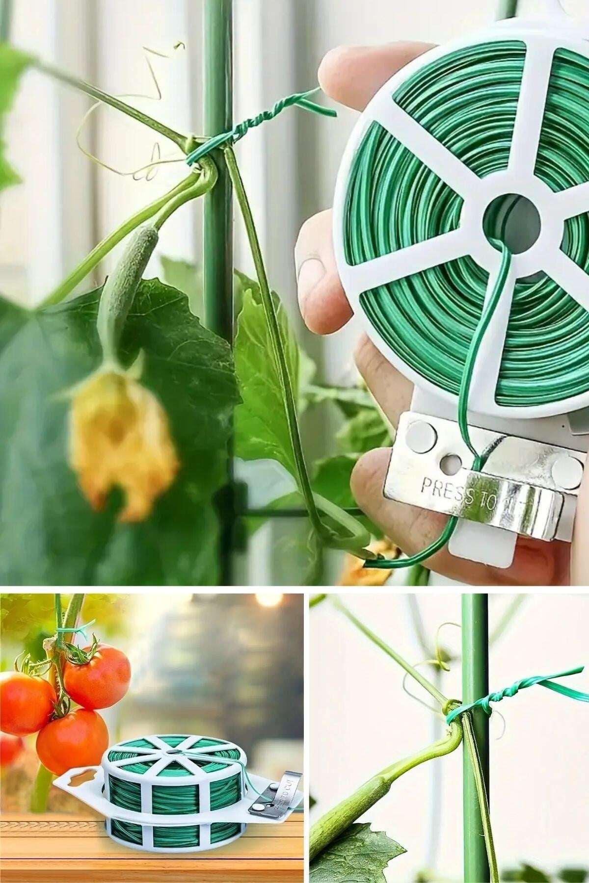 GENEL® 50 Metre Kendiliğinden Kesici Bıçaklı Bitki Saksı Kablo Sabitleme Teli - UcuzaGeliyor