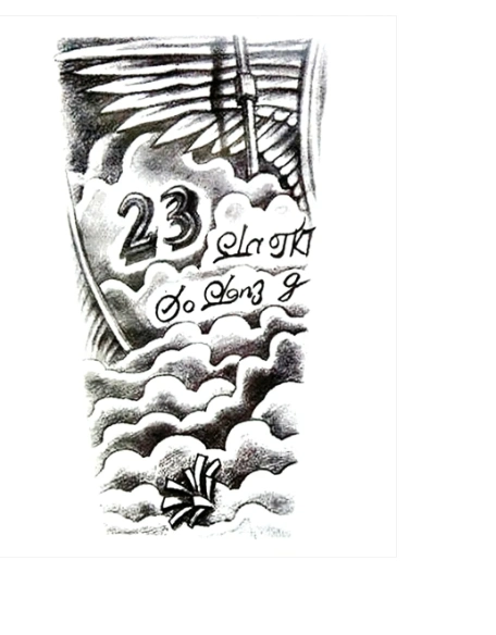 Bulutlar Melek Kanatları Geçici Dövme Şablonu Büyük Boy