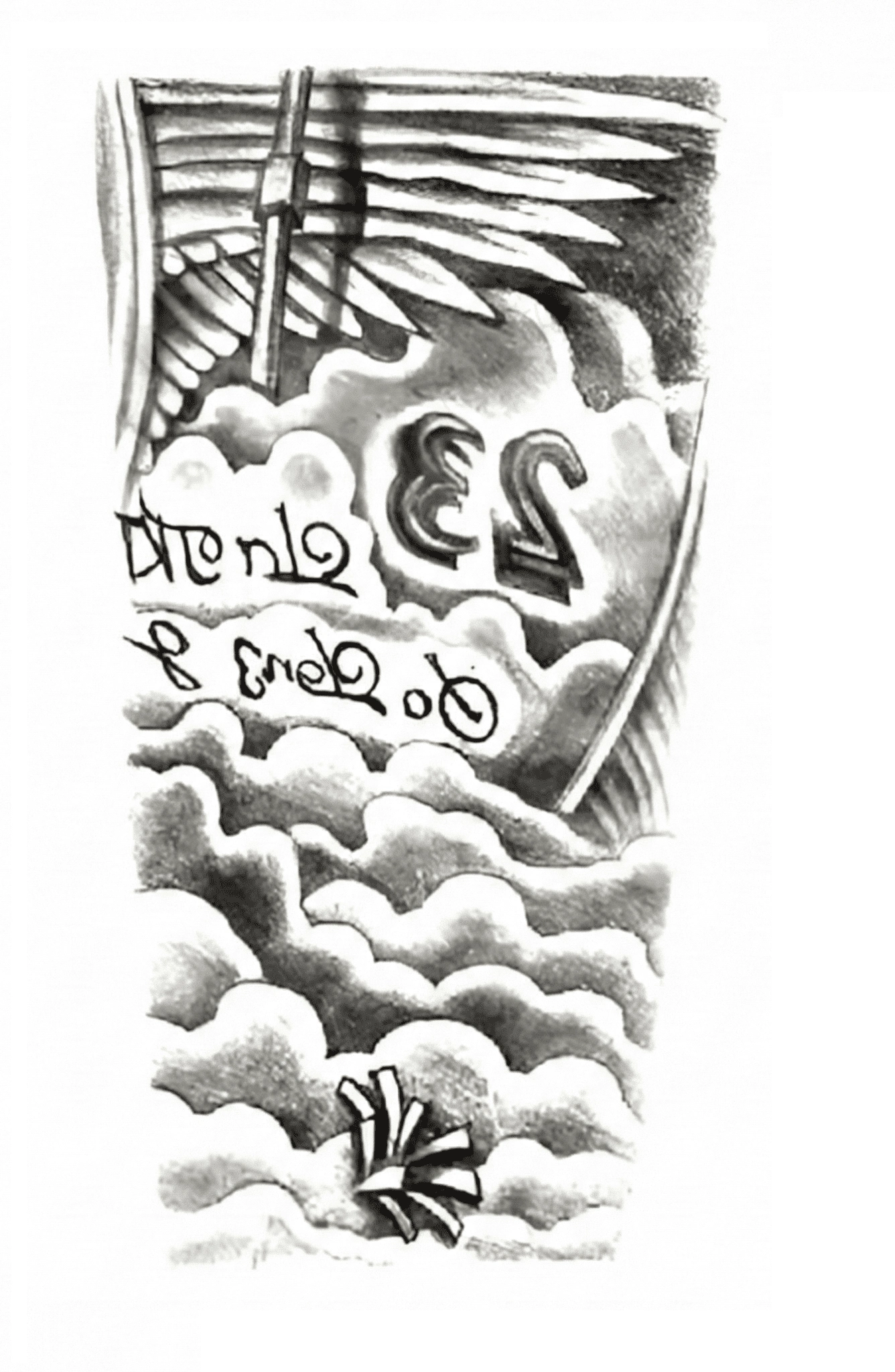 Bulutlar Melek Kanatları Geçici Dövme Şablonu Büyük Boy