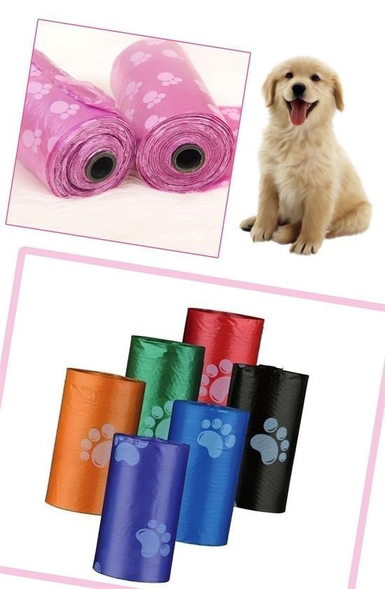 BUFFER® 4lü Evcil Hayvanlar Için Pati Desenli Kedi Köpek Kaka Poşeti Torbası