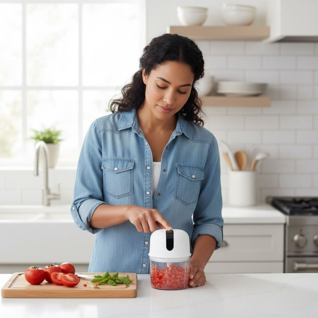 BUFFER® 280ml Şarjlı Taşınabilir,Pratik,Kolay Temizlenebilen Hızlı Sessiz Kablosuz USB ile Şarj Olabilen Mini Mutfak Doğrayıcısı