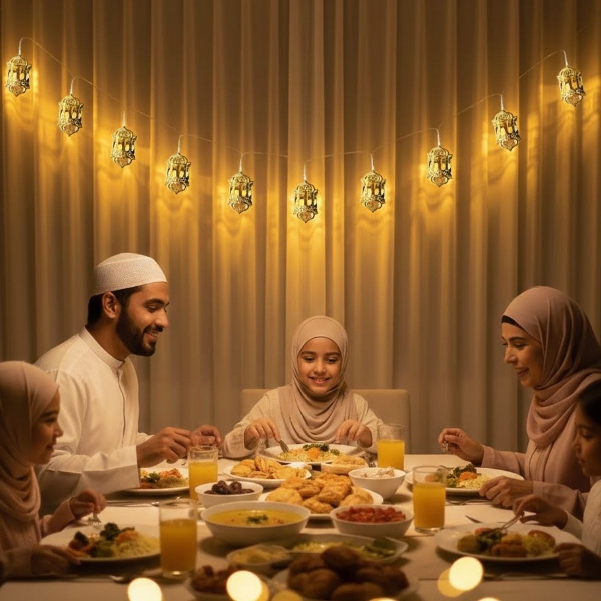 10 Adet Sarkıtlı Ramazan Fenerli LED Işık - Pilli 2 Metre Ramazan Süsü, İslami Dekorasyon, Ev ve Mekanlar İçin Dekoratif Ortam Aydınlatması