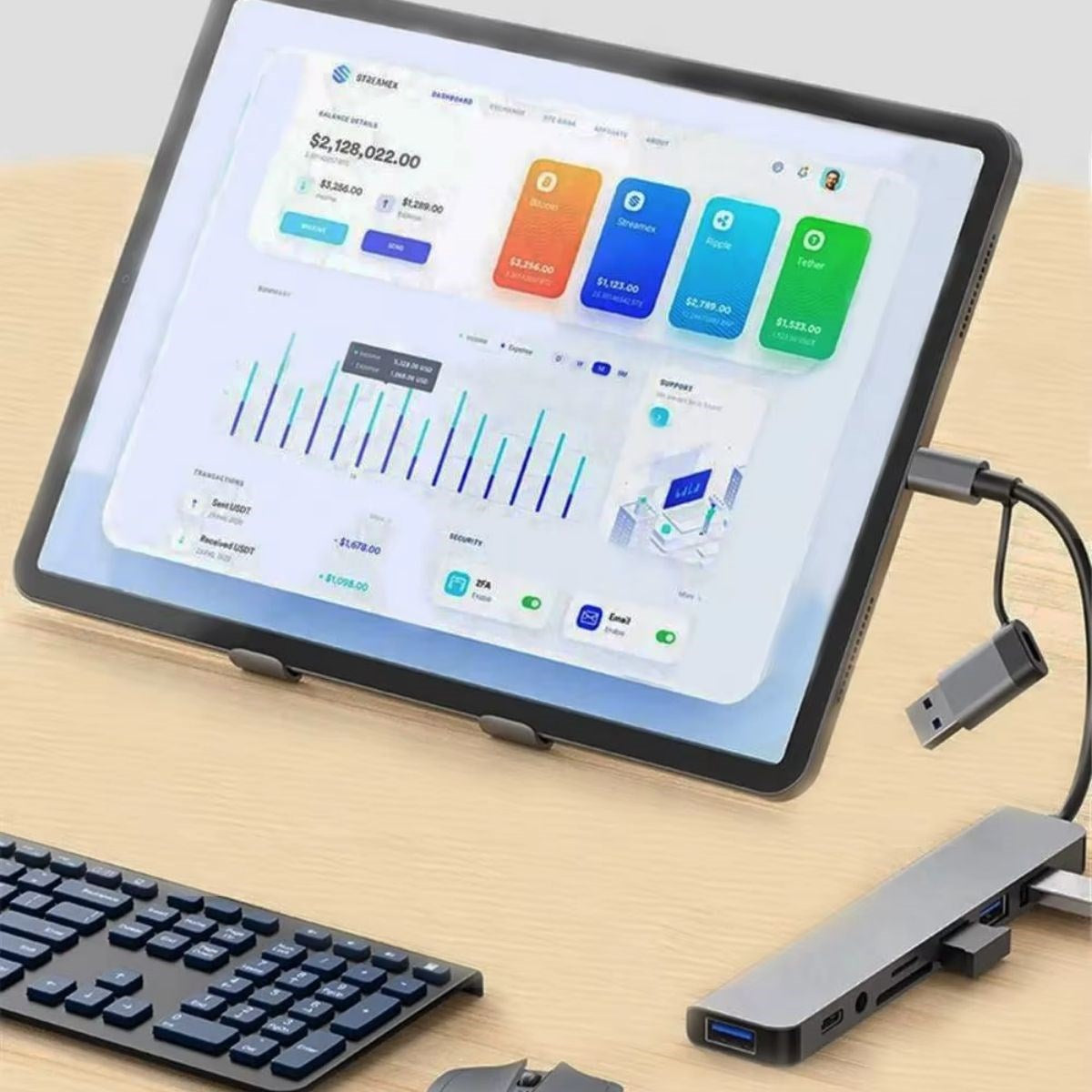 BUFFER® 8 in 1 Usb Çevirici Notebook Macbook Type-C Uyumlu Görüntü Aktarıcı Hub - UcuzaGeliyor