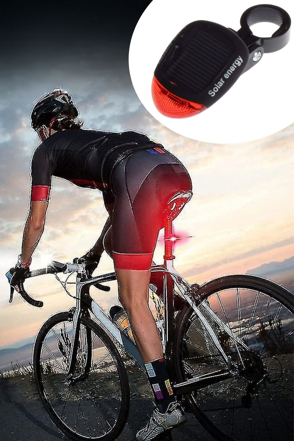 BUFFER® LED Güneş Enerjisi ile Şarj Edilebilir Bisiklet Kuyruk Lambası Solar Bisiklet Lambası