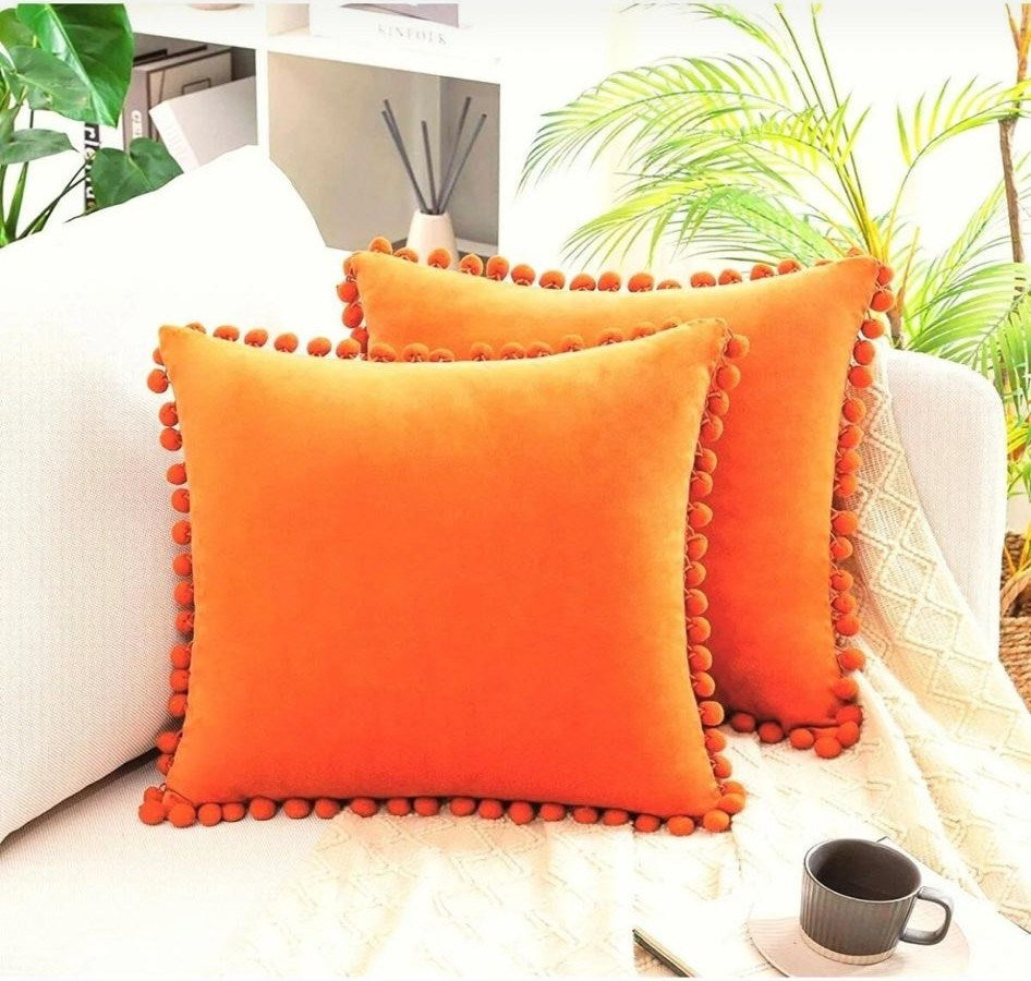 2'li ponponlu kırlent kılıf seti 40 x 40