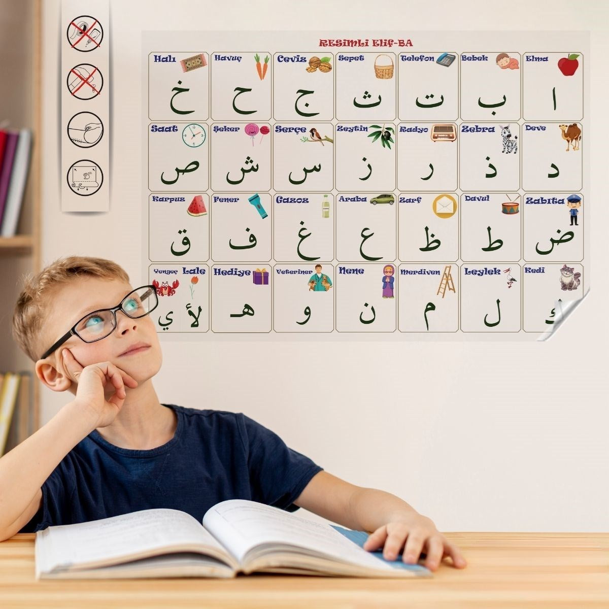 GENEL® 70x100 cm Statik Kağıt Elif-Ba Öğrenme Tahtası - UcuzaGeliyor