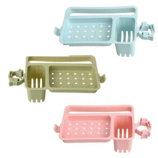 GENEL® Musluğa Takılan Sünger Havlu Askılı Sabun Hazneli mutfak Banyo Lavabo Düzenleyici Organizer - UcuzaGeliyor