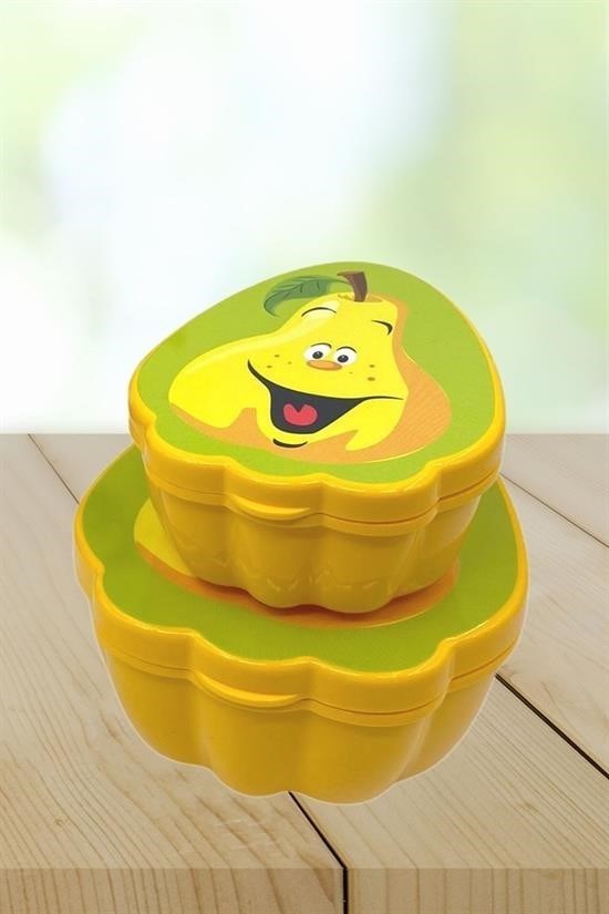 BUFFER® 2'li İç İçe Geçebilen Armut Model Saklama ve Beslenme Kabı Seti (550 ml + 250 ml)