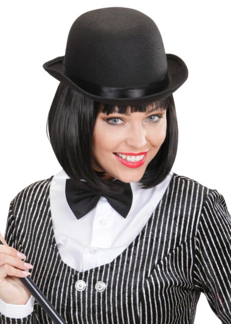 Charlie Chaplin Stil Yetişkin Şapkası - Siyah Melon Parti Şapkası