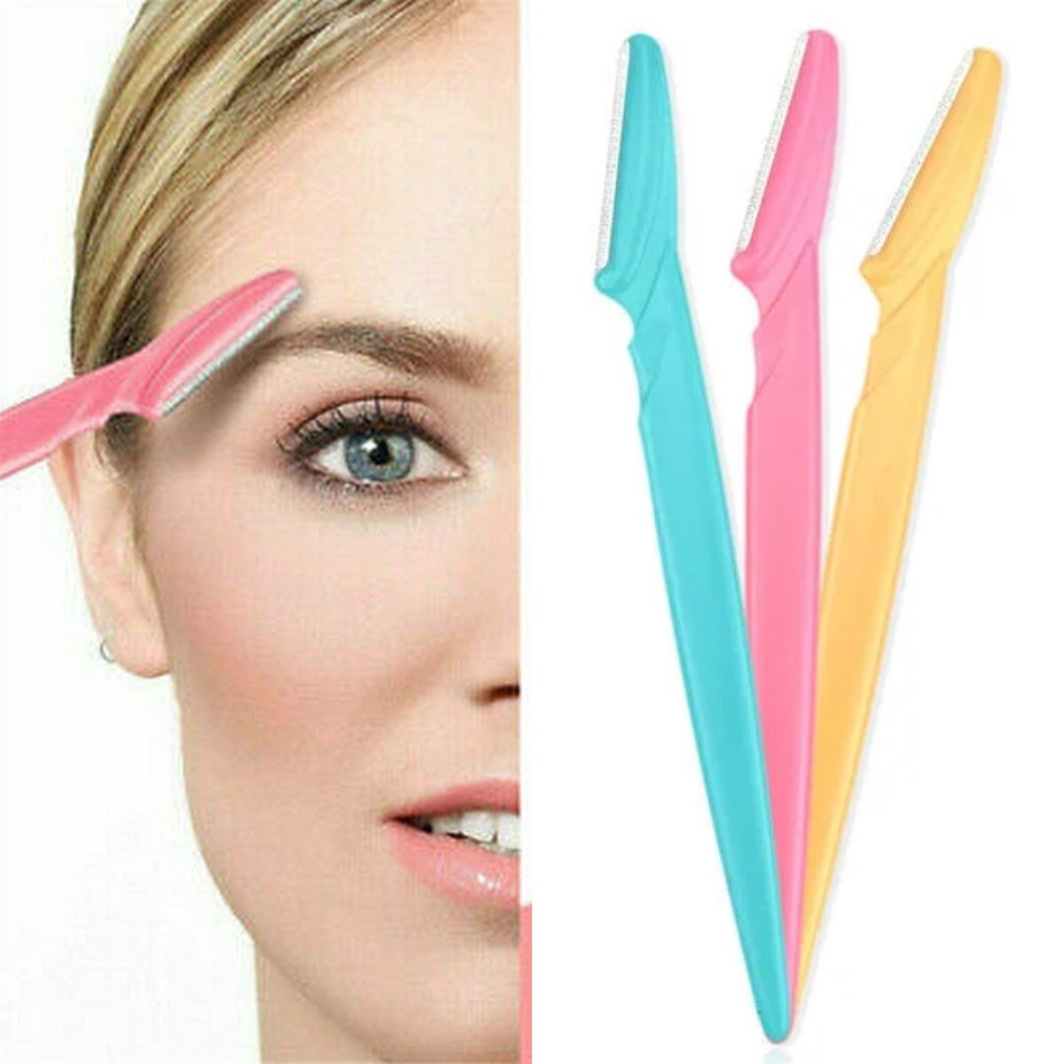 BUFFER® 3 lü Kadın Kaş Usturası Seti - Hassas Ciltler İçin Güvenli Yüz Tüy Temizleme Bıçağı