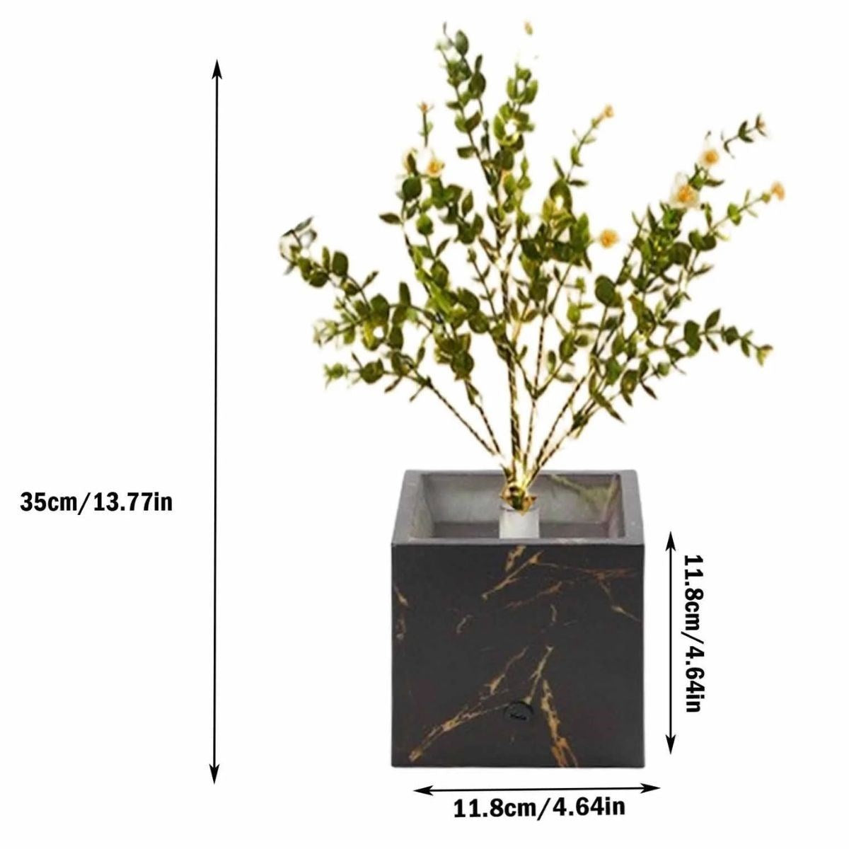 Işıklı Yapay Çiçek - Siyah Saksılı LED Dekoratif Bitki, Masaüstü ve Ev Ofis Aydınlatmalı Süs Bitkisi