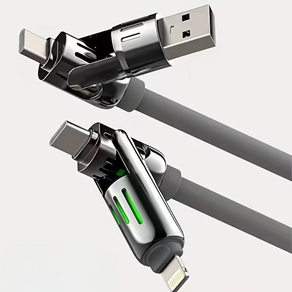 BUFFER® 4'ü 1arada Hızlı Şarj Etme Özellikli Bir Ucu TYPE - C ve USB - A Diğer Ucu TYPE - C ve Lightning Uçlu 240W Şarj Kablosu - UcuzaGeliyor