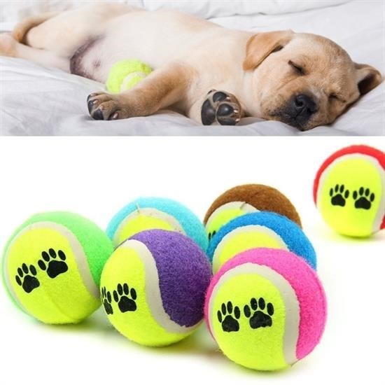 GENEL®  3lü Renkli Desenli Tenis Topu Kedi Köpek Oyuncağı - UcuzaGeliyor