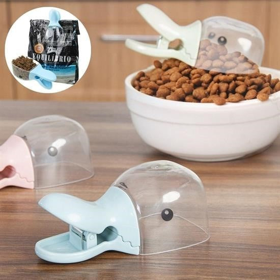 BUFFER® Ördek Tasarımlı Mandallı Tazelik Koruyan Ölçekli Kuru Mama Kaşığı Mama Ölçeği - UcuzaGeliyor