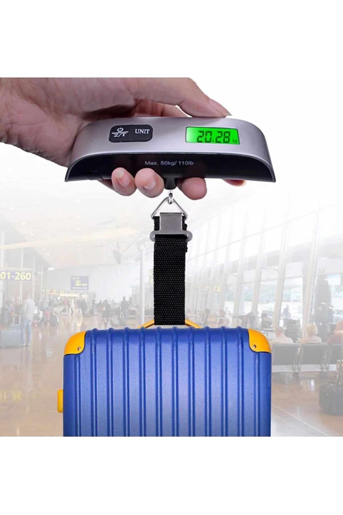 Dijital Işıklı Elektronik Askılı El Bagaj Tartısı Bavul Kantarı Seyahat Çantası 50kg