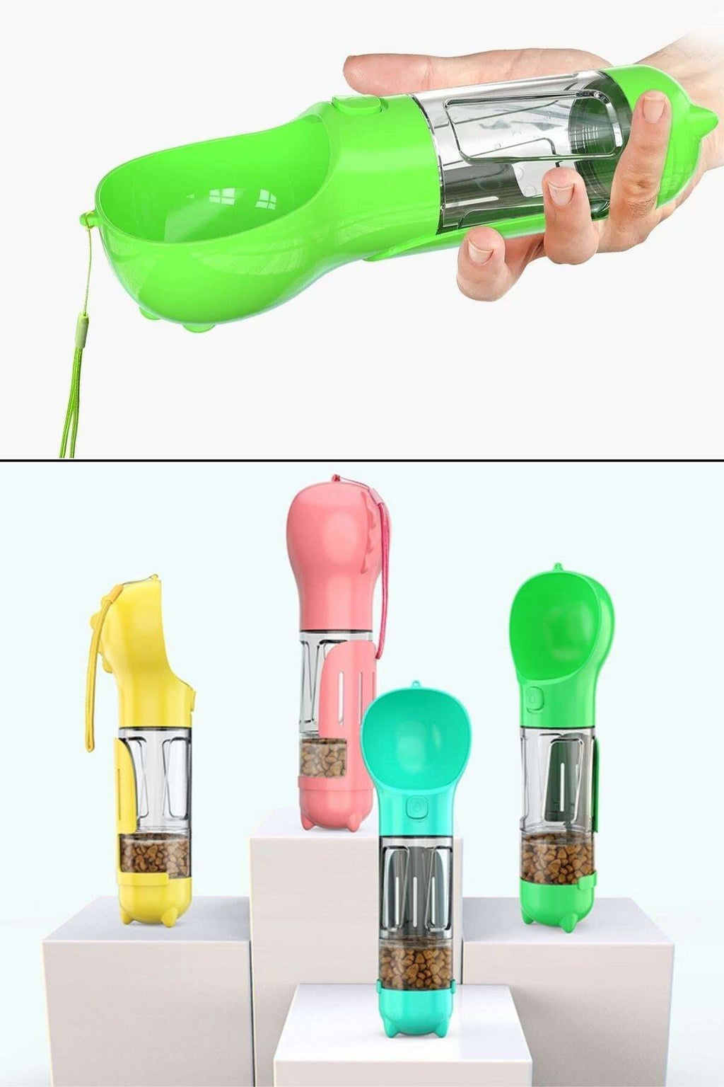 GENEL® Taşınabilir Hazneli Mama Kaplı ,Kaka Poşetli Kedi,Köpek Suluğu-300ml - UcuzaGeliyor