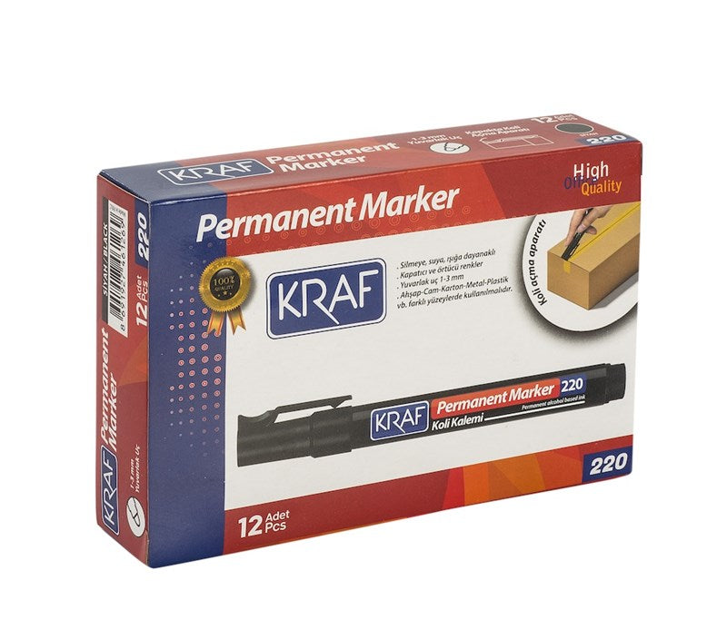 Kraf Permanent Markör Yuvarlak Uc 220 Siyah (Koli Kalemi)